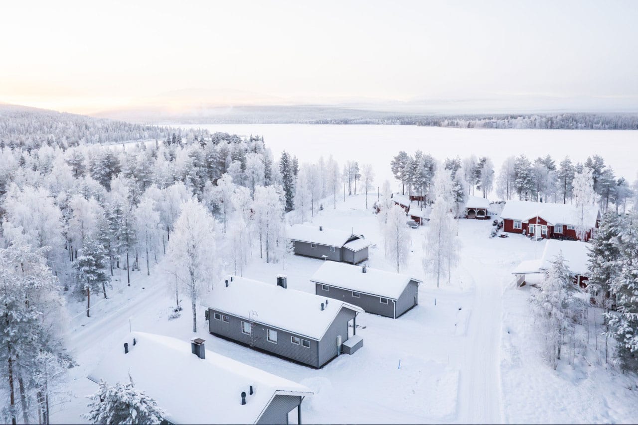Snowmobile riders enjoying the winter scenery